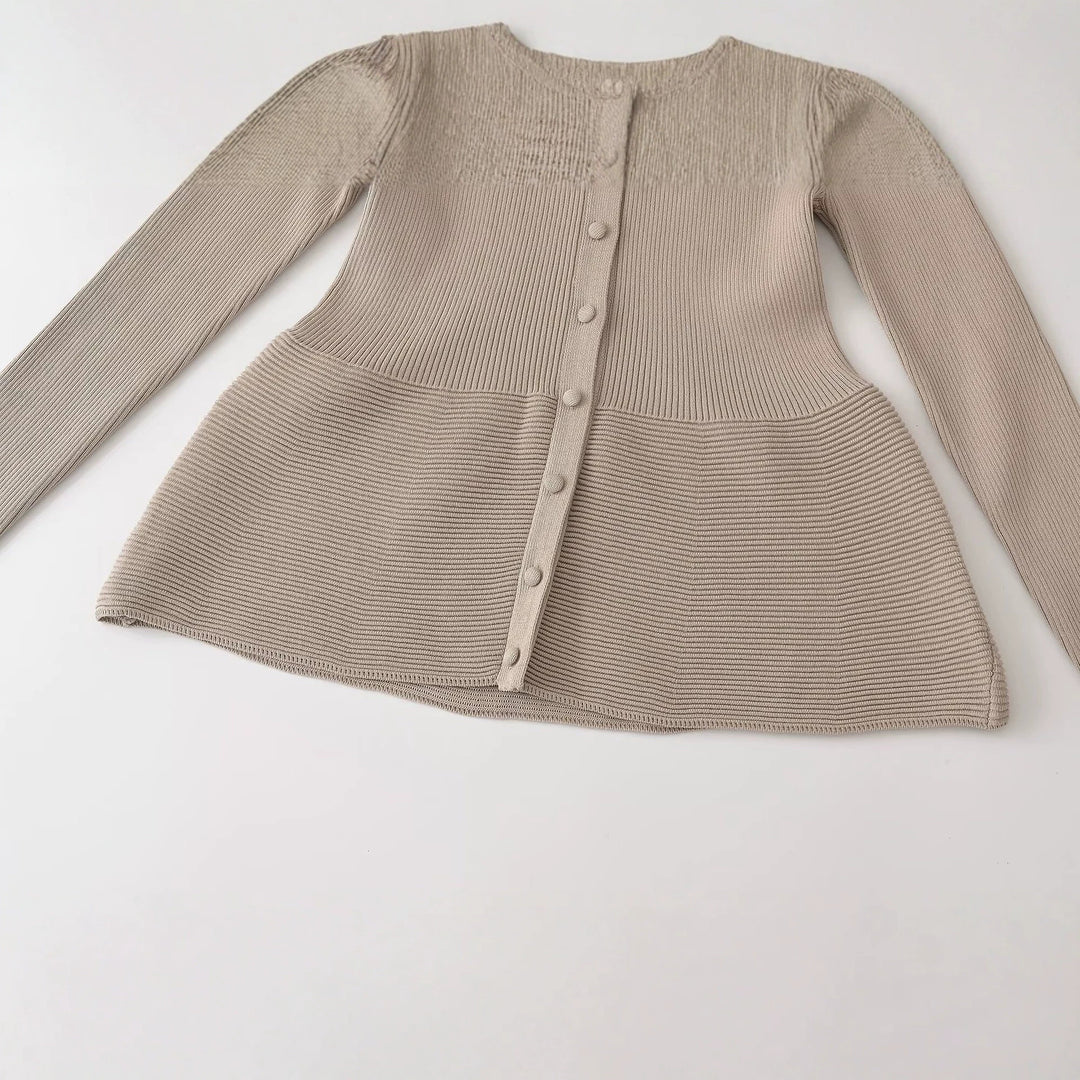 Women’s Structured Ribbed Knit Cardigan with Stand-Up Collar and Waist Seam Mune Fashion