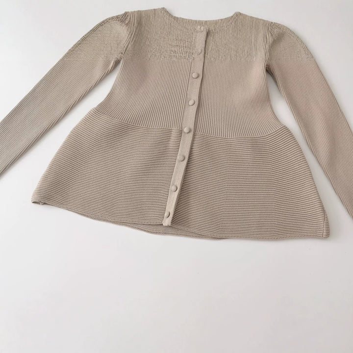Women’s Structured Ribbed Knit Cardigan with Stand-Up Collar and Waist Seam Mune Fashion