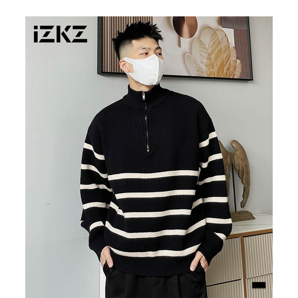 Men's Stylish Pullover with Stand-up Collar and Zipper Mune Fashion