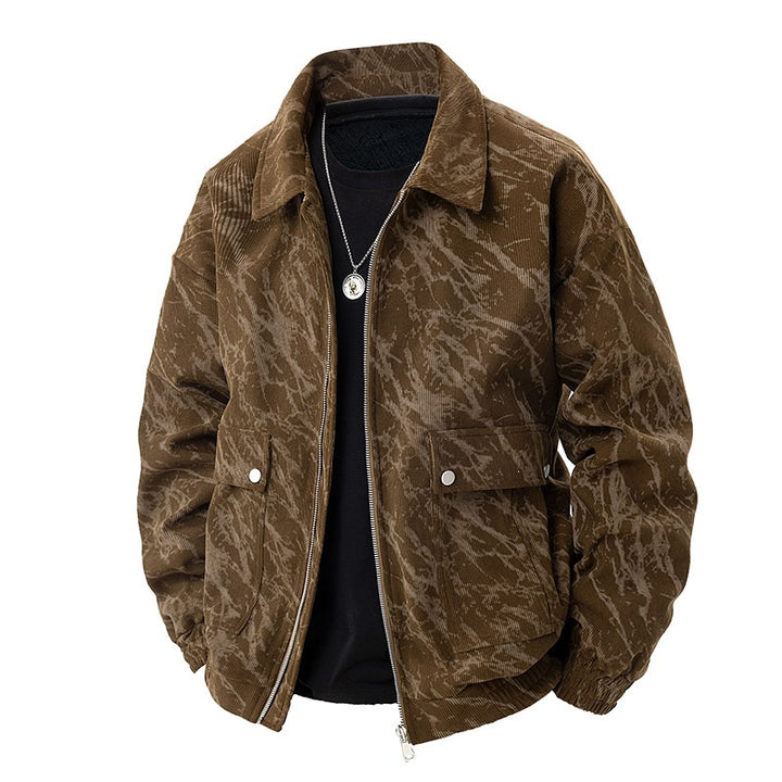 Men's faux velvet bomber jacket in oversized boxy cut with two-way zipper & elastic hem Mune Fashion