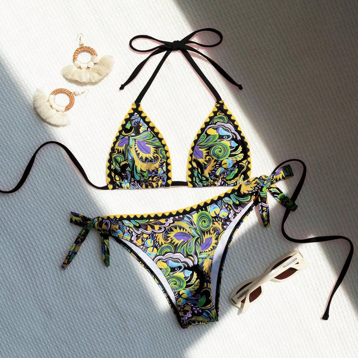 Women's triangle bikini with colorful print and adjustable straps Mune Fashion