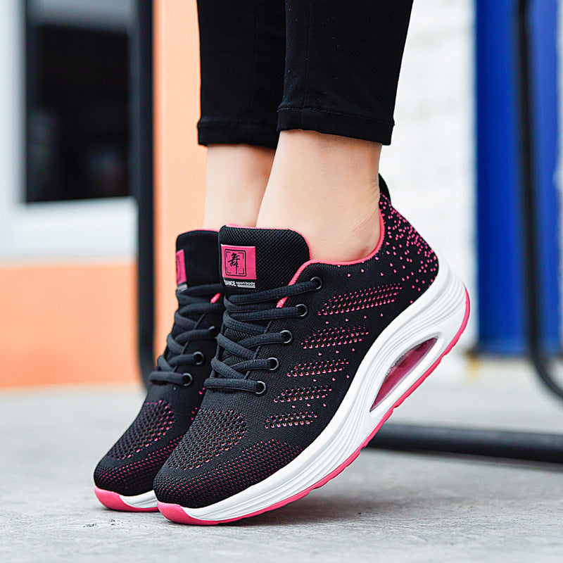 Ladies nan breathable knitted comfort walking sneakers with integrated air cushioning and ergonomic rocker sole Mune Fashion