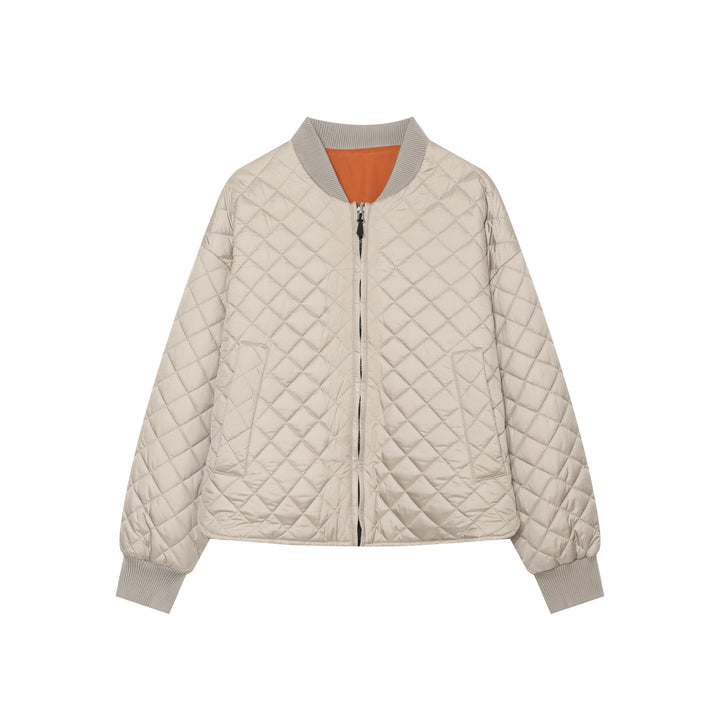 Women's quilted bomber jacket with contrast lining and ribbed cuffs Mune Fashion