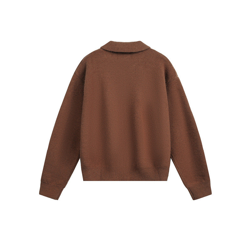 Men's knit zip jacket with shirt collar, hand pockets and ribbed hem Mune Fashion