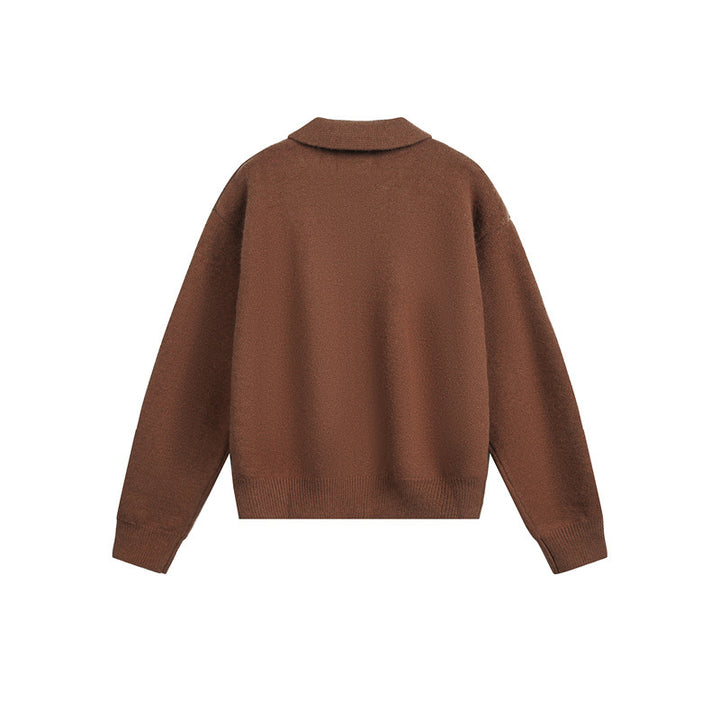 Men's knit zip jacket with shirt collar, hand pockets and ribbed hem Mune Fashion