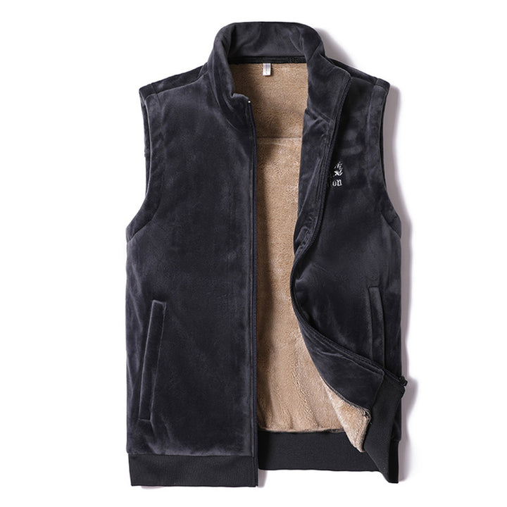 Men's velvety thermal fleece vest with teddy lining and stand-up collar Mune Fashion