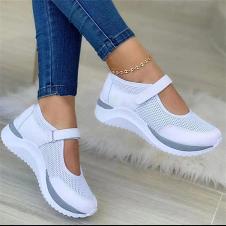 Women Breathable Mary-Jane Sneakers with Velcro Closure and Memory Foam Sole Mune Fashion
