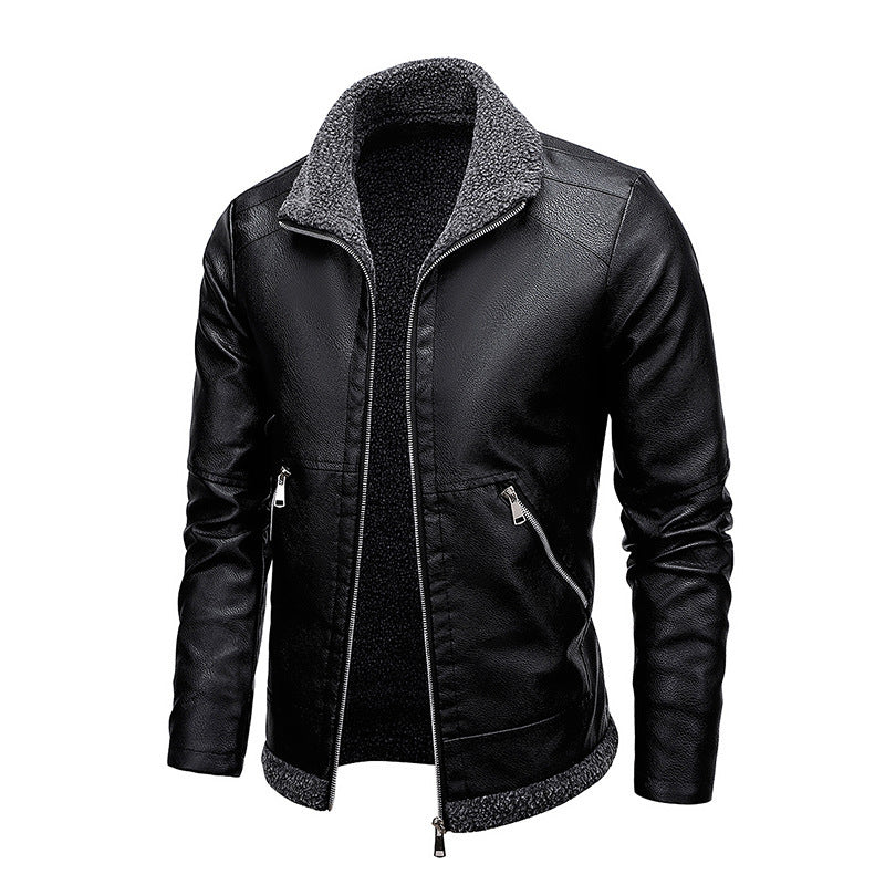 Men's aviator faux leather jacket with full Sherpa lining and zipper Mune Fashion