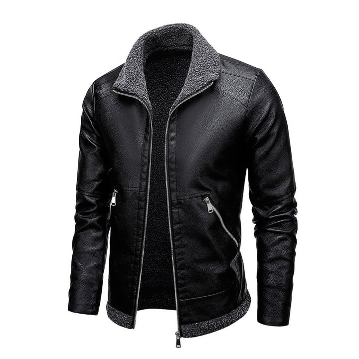 Men's aviator faux leather jacket with full Sherpa lining and zipper Mune Fashion