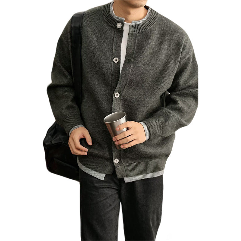 Men's Fashionable Cardigan with Button Placket Mune Fashion