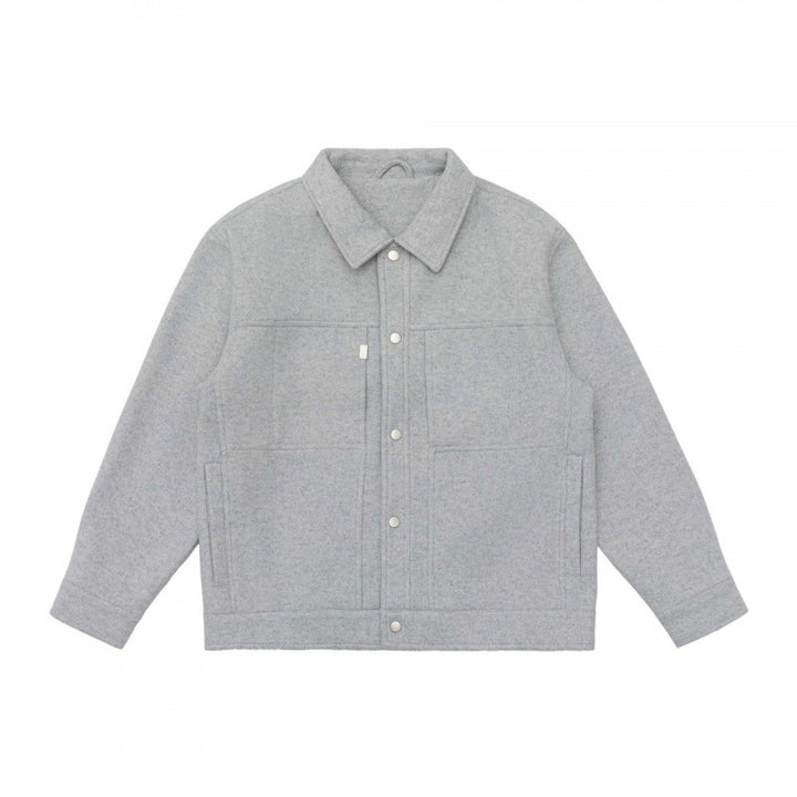 Men's Oversize Shirt Jacket in Boxy Cut made of Wool Blend with Snap Button Placket and Patch Pockets Mune Fashion
