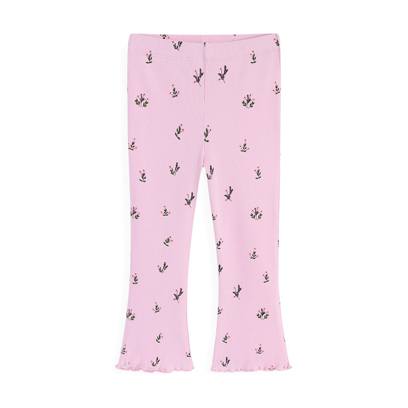 Girls Flared Leggings with Floral Pattern Mune Fashion
