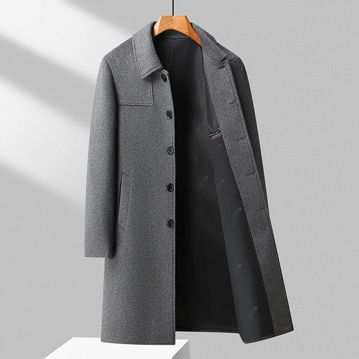 Men's Longer single-breasted wool coat with slim silhouette Mune Fashion