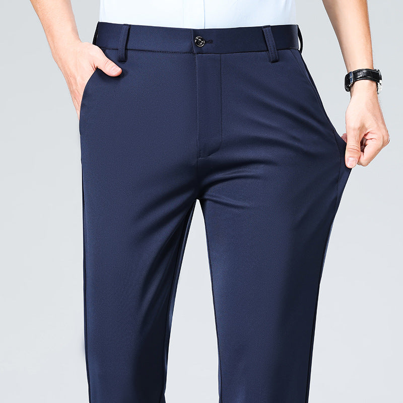 Men's Slim Business Chino Pants with Stretch Twill, Crease & Concealed Zipper Pockets Mune Fashion