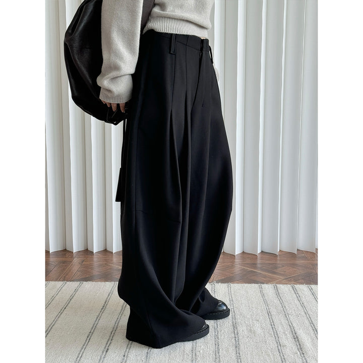 Women's wide high-waisted pleated trousers with wide leg Mune Fashion