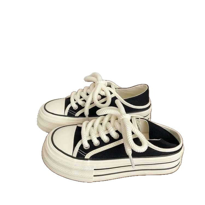 Women Comfortable Sneakers with Double Sole and Decorative Lacing Mune Fashion