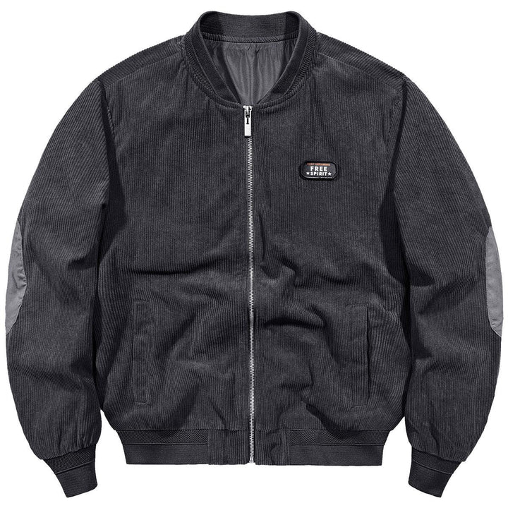 Men's corduroy bomber jacket with ribbed texture and badge detail Mune Fashion