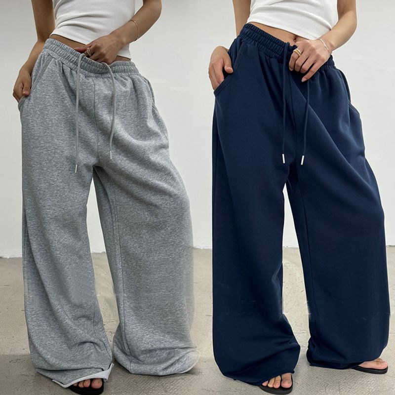 Women's wide High-Waist lounge pants with gathered waistband and drawstring Mune Fashion
