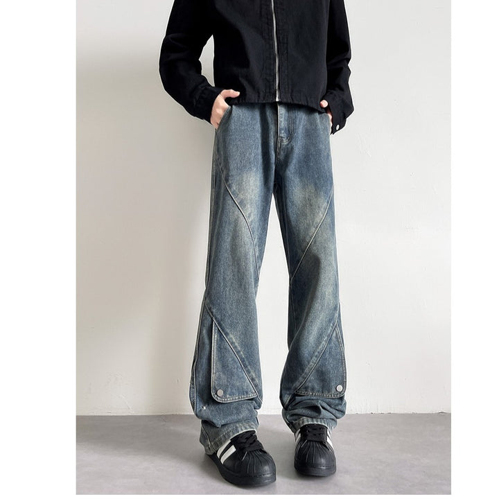 Women Wide-Cut Jeans with Creative Design Mune Fashion