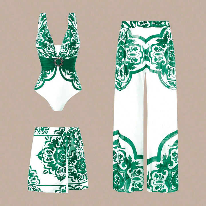 Ladies Elegant Swimsuit with Matching Beach Shorts Set Mune Fashion