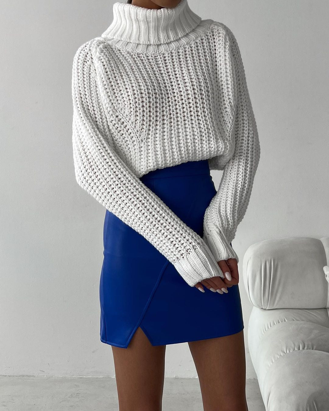 Women's Oversized Chunky Knit Sweater with Turtleneck and Loose Fit Mune Fashion