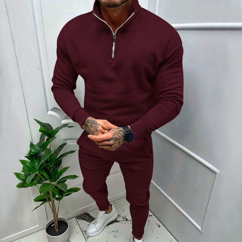 Men's nan athletic lounge set made of French Terry with half-zip stand-up collar and tapered jogging pants Mune Fashion