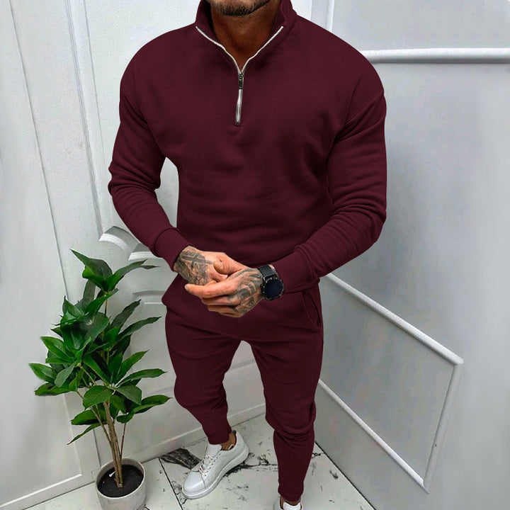 Men's nan athletic lounge set made of French Terry with half-zip stand-up collar and tapered jogging pants Mune Fashion
