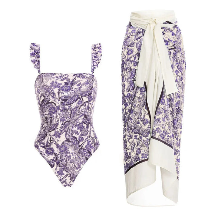 Women's bikini set with stylish wrap skirt and playful ruffle design Mune Fashion