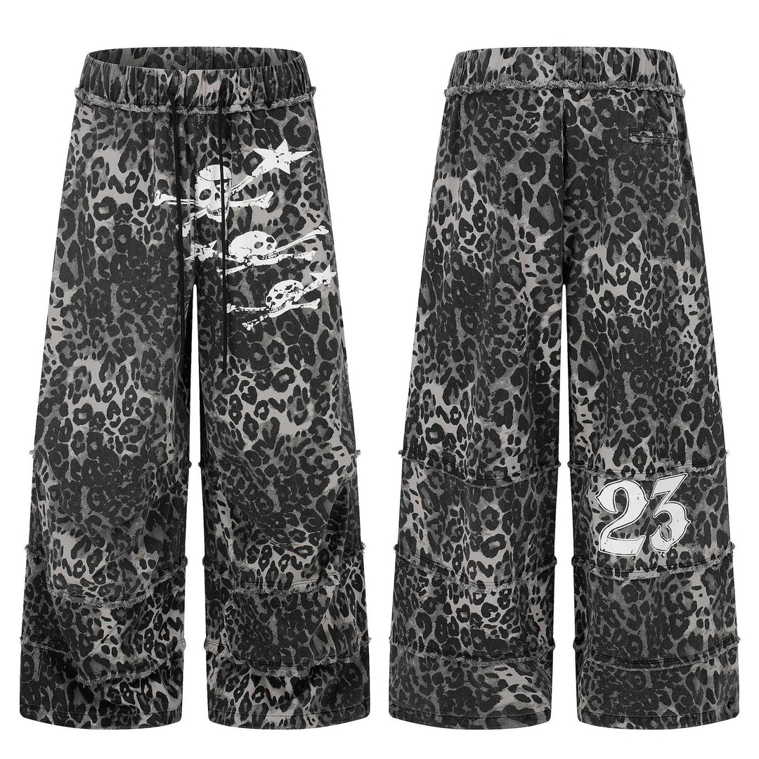 Ladies Wide Cargo Culotte Shorts with Fringed Steps and Skull Print Mune Fashion