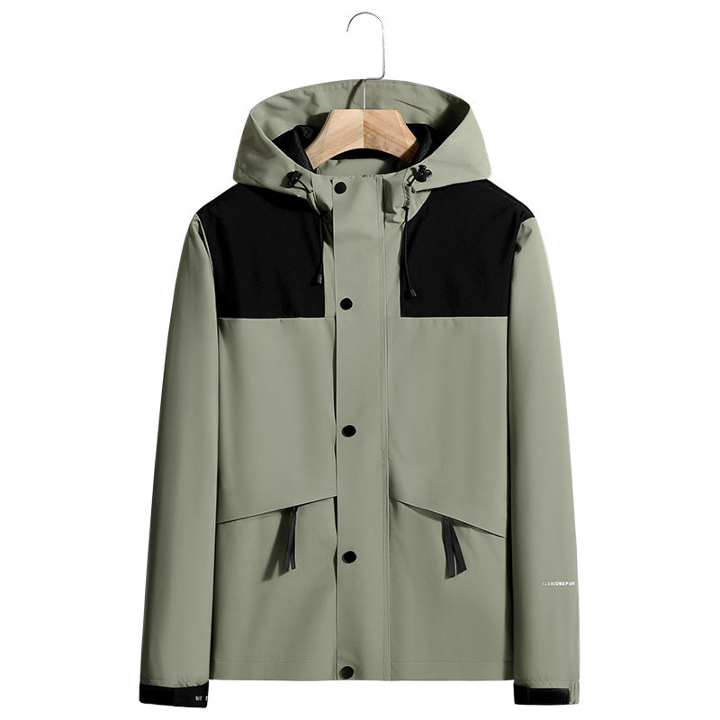 Men's Lightweight Water-Repellent Hooded Softshell Jacket with Concealed Press Stud Placket and Drawstring Mune Fashion