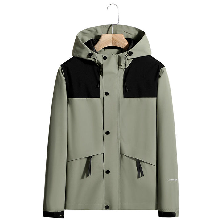 Men's Lightweight Water-Repellent Hooded Softshell Jacket with Concealed Press Stud Placket and Drawstring Mune Fashion