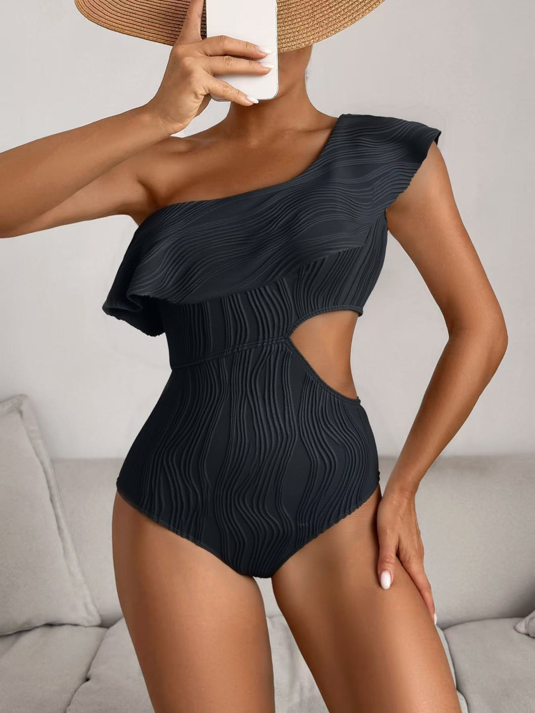Women One-Sided Swimsuit with Elegant Cut Mune Fashion