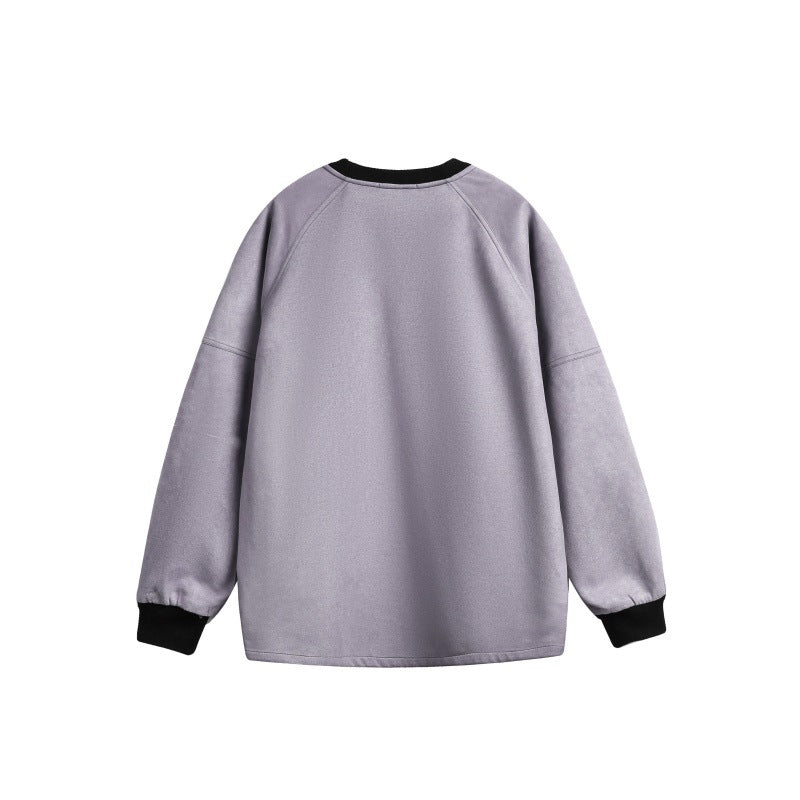 Men's Oversized Sweatshirt in Retro Sports Style with Contrast Stripes Mune Fashion