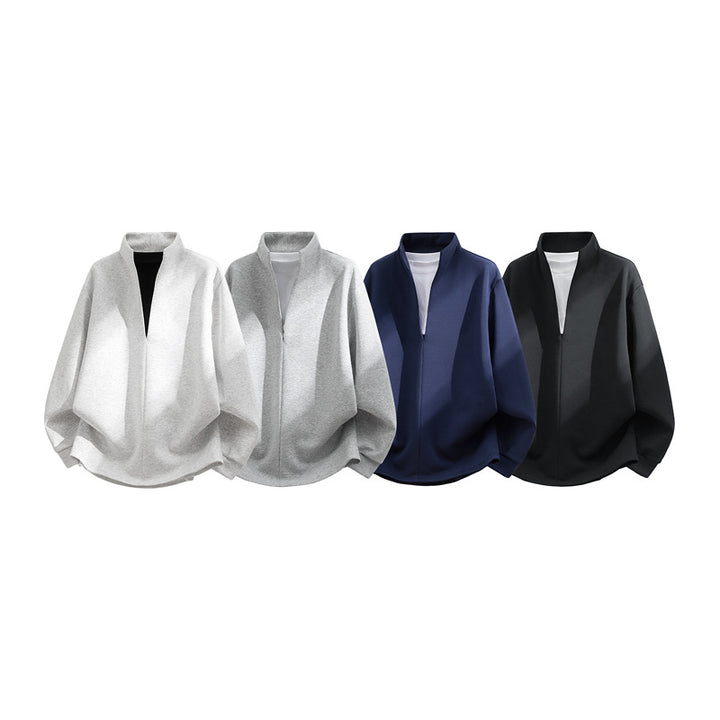 Unisex Oversize Sweatshirt with standing collar, half opening and rounded hem Mune Fashion