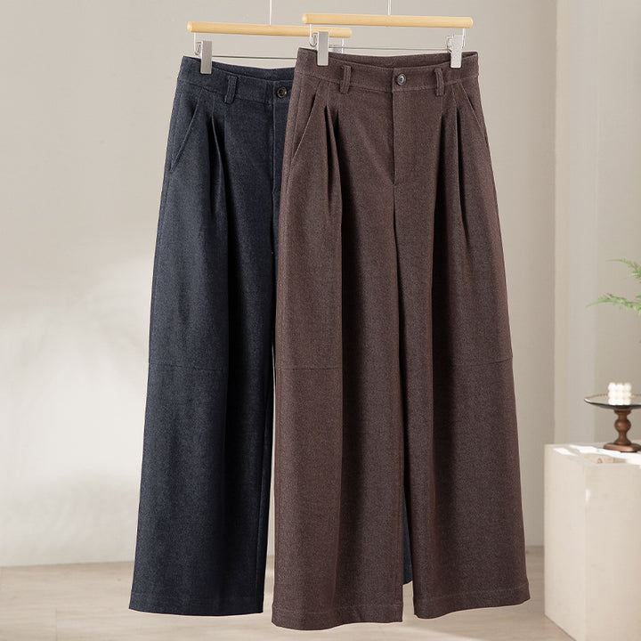 Women's Wide Pleated Trousers with High Waist and Cropped Cut Mune Fashion