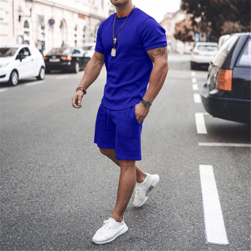 Men's fitted short sleeve shirt with reinforced shoulder seam and elastic drawstring bermuda made of stretch jersey Mune Fashion