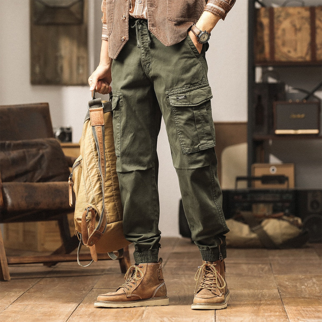 Men's Utility Cargo Jogging Pants with Multiple Pockets, Elastic Cuffs & Zipper Detail Mune Fashion