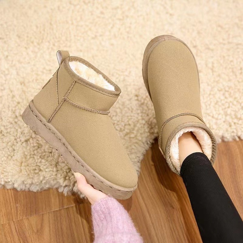 Women Lined Short-Ankle Boots made of Velour Imitation with Teddy Lining and Cushioning Platform Sole Mune Fashion