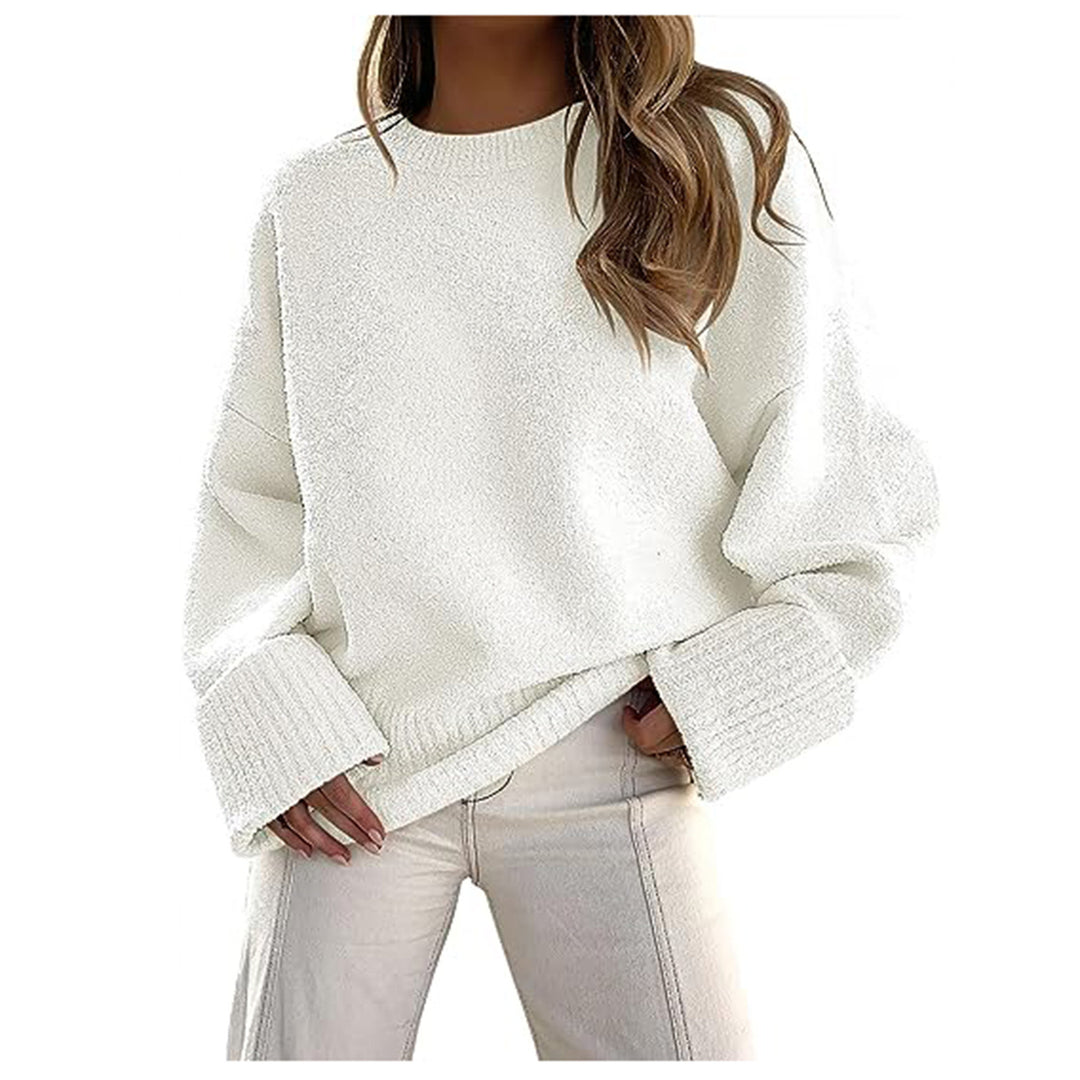 Women's Oversized Boucle Knit Sweater with Drop Shoulder and Wide Cuffs Mune Fashion