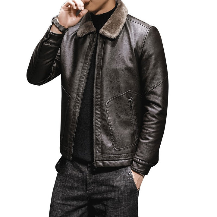 Men's Classic Leather Jacket with Lining Mune Fashion