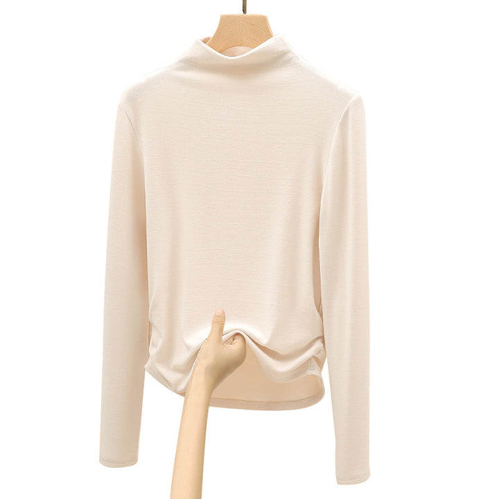 Women's Elegant Long Sleeve Top with High Collar Mune Fashion 1787620449