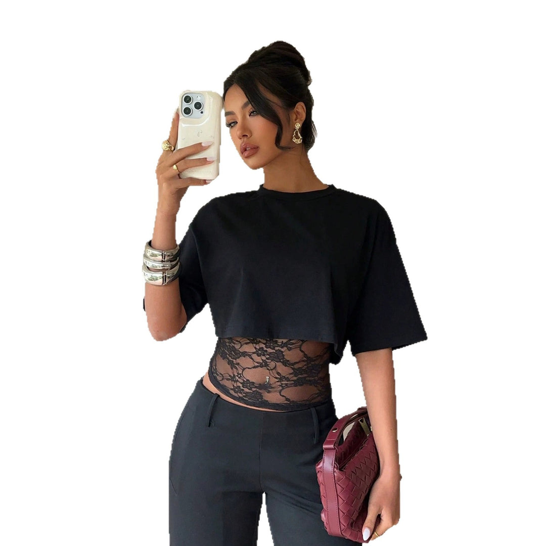 Women's short-cut jersey shirt with boxy fit, round neck and short sleeves Mune Fashion