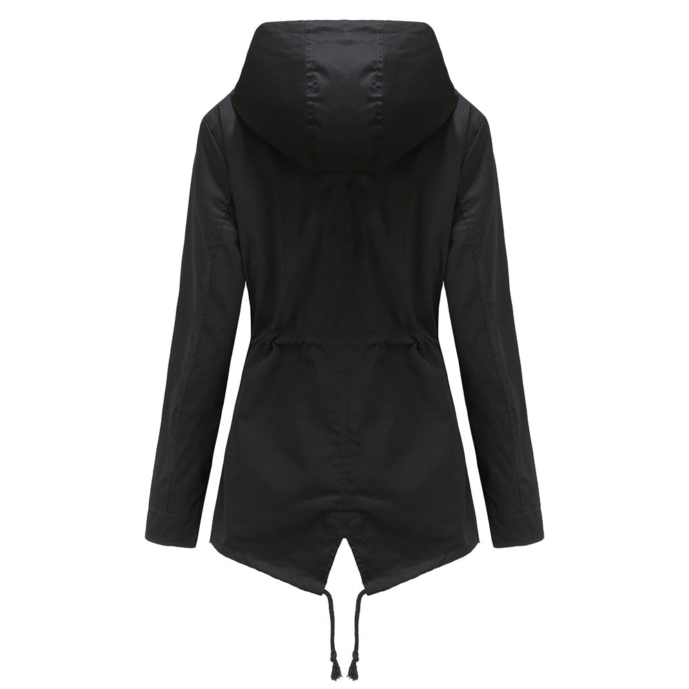Women's water-repellent parka with waist drawstring and asymmetric hem Mune Fashion