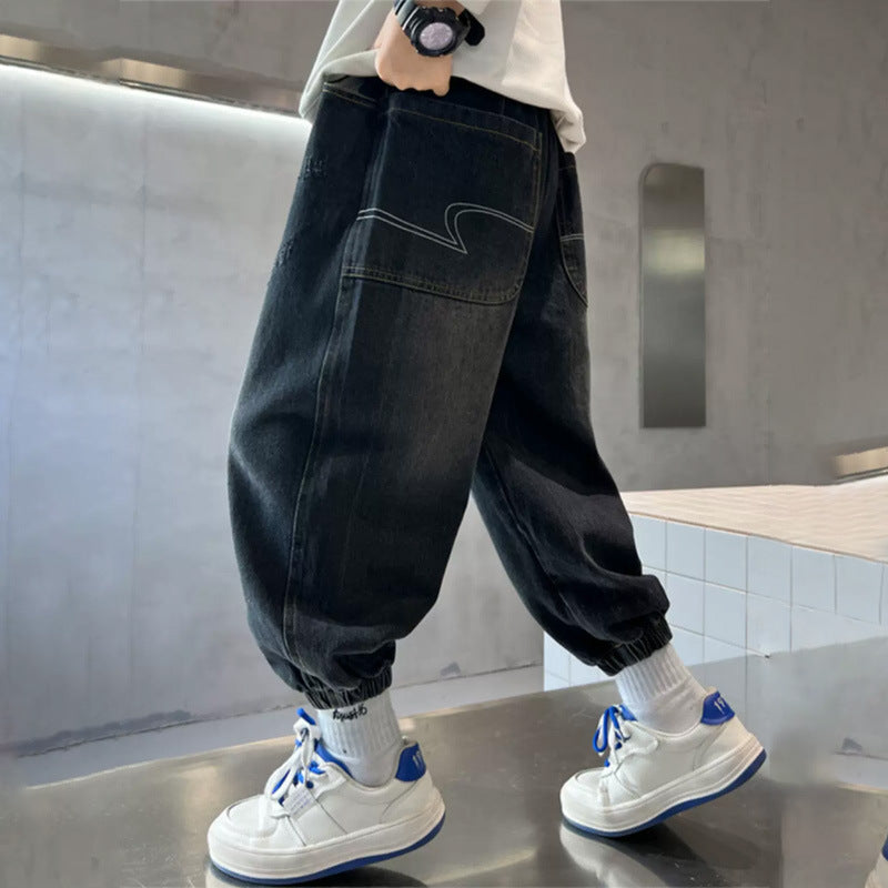 Unisex casual baggy jeans with elastic waistband Mune Fashion