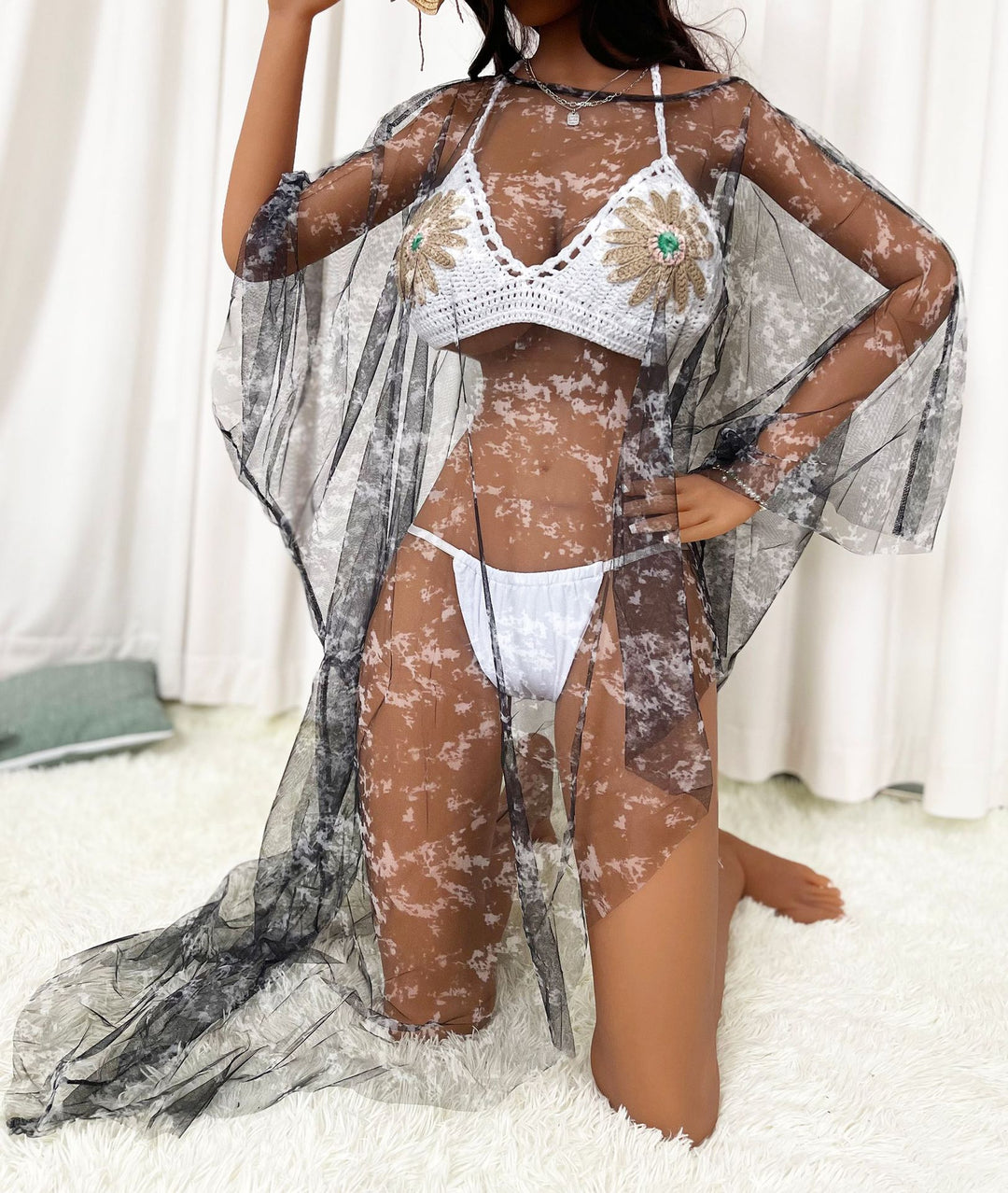 Women's transparent beach cover-up with colorful accents Mune Fashion