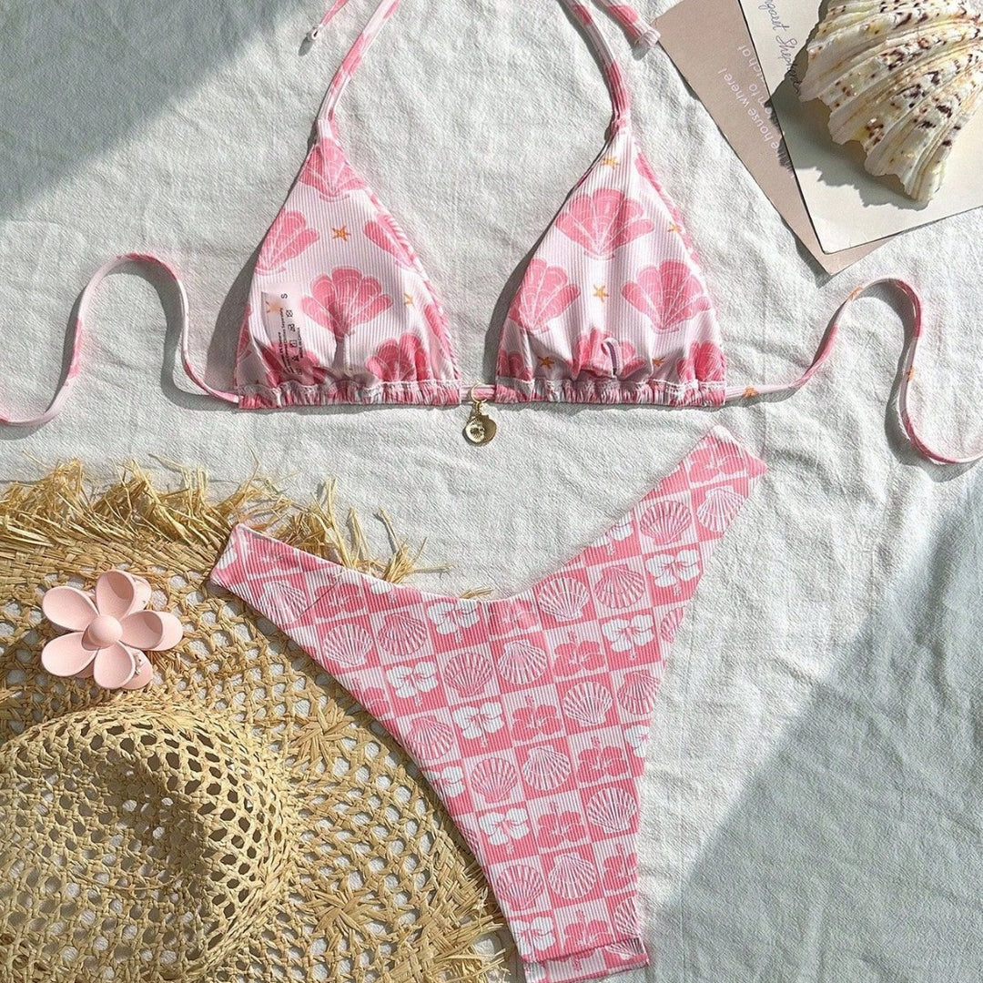 Women Triangle Bikini with maritime shell pattern Mune Fashion