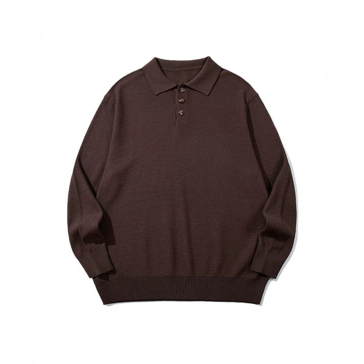 Unisex Boxy Fine Knit Polo Shirt with Henley Placket, Ribbed Cuffs and Raglan Sleeves Mune Fashion