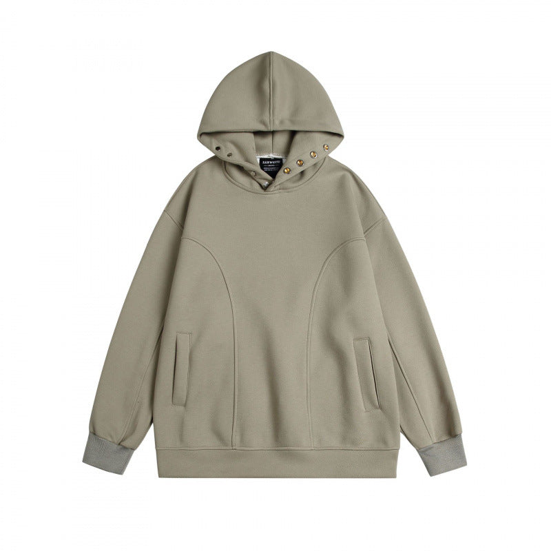 Unisex Oversize Hoodie made of mélange cotton blend with stud embellishments and seam details Mune Fashion