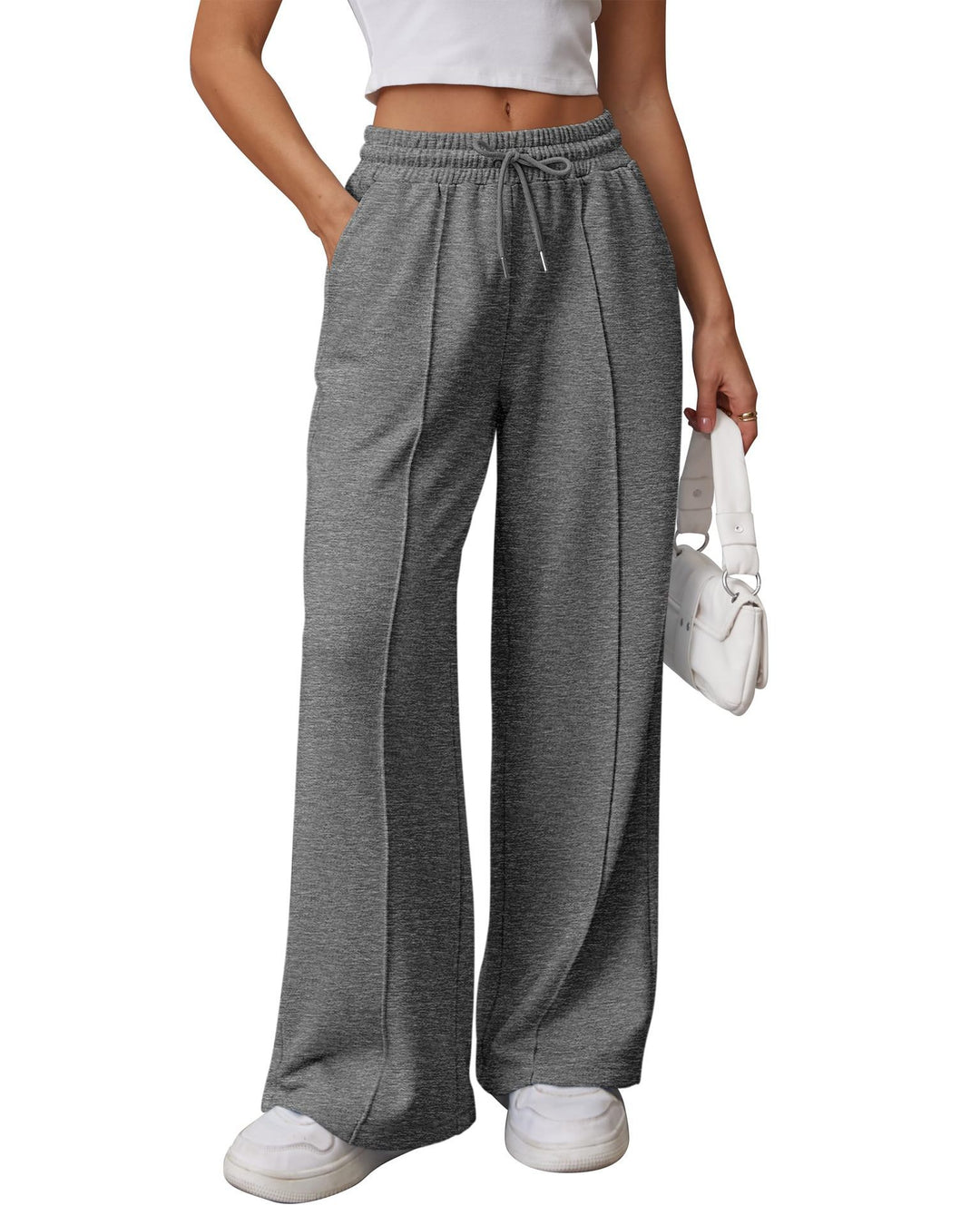 Women nan High-Waist Relax leisure pants with double ribbed waistband, visible crease and wide leg Mune Fashion