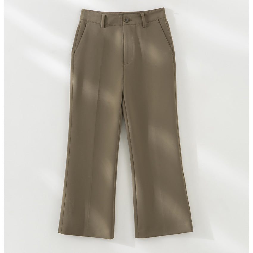 Women's tailored fabric trousers with crease, wide leg fit and belt loops Mune Fashion